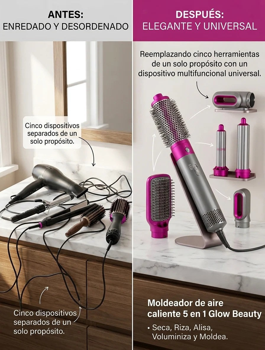 Cepillo Secador 5 en 1 Pro: Tu Salón en Casa (Seca, Alisa y Riza)